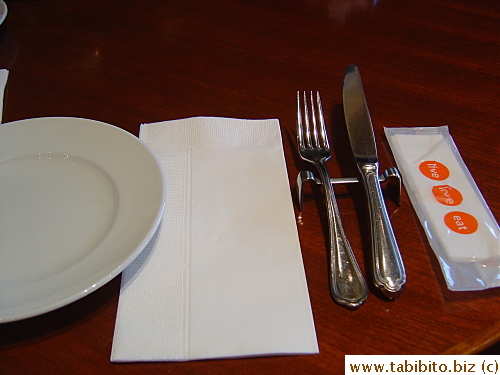 Table setting.  The restaurant motto seems to be 