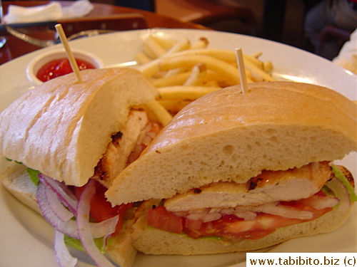 Cajun Chicken Sandwich (comes with soup or salad and fries) 1500Yen/$14