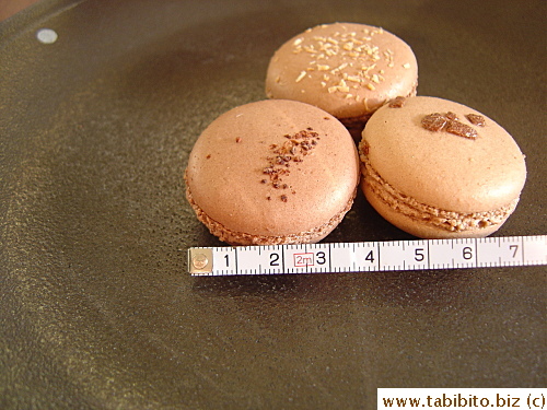 The macarons are small