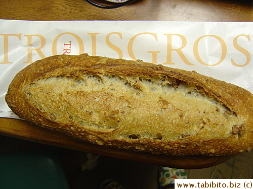 KL bought this walnut loaf from Troisgros.  The bread has an incredibly soft inside but UNBELIEVABLY hard crust
