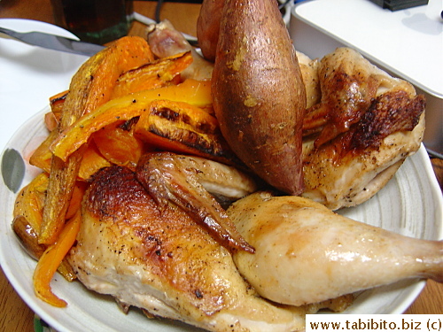 Thank gosh there's the main dish of roast Cajun chicken to take our minds off those