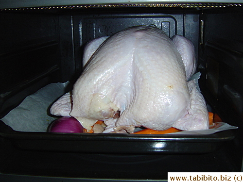 The bird first went into a 250C oven for 30 minutes