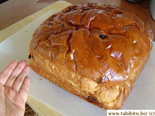 A big loaf of awesome raisin pastry/bread thing