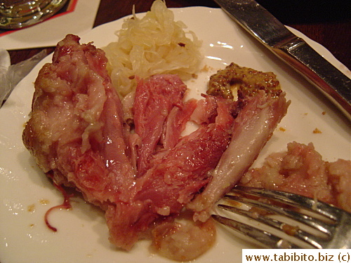 The pork knuckle is skinless, what a shame.  I want ma pork skin!