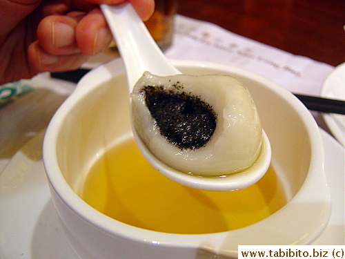 The filling's black sesame paste