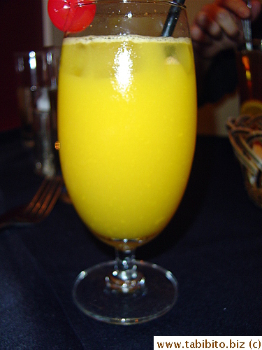 My cocktail (Goodbye Sweeties), a mixture of vodka, lime juice and mango juice HK$38/US$4.7 But I got it for HK$19 for opting to forgo the coffee that came with the meal