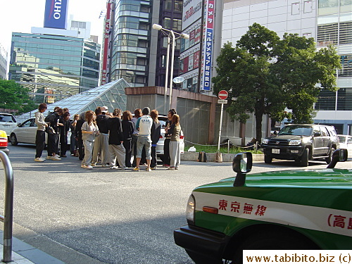 A group of young people got up early