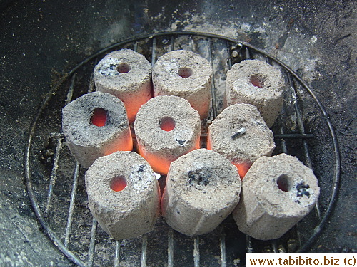 In just 9 minutes, they're all glowingly orange and ready for grilling, but not hot!!