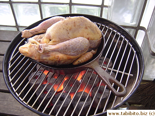Slow roasting on charcoal