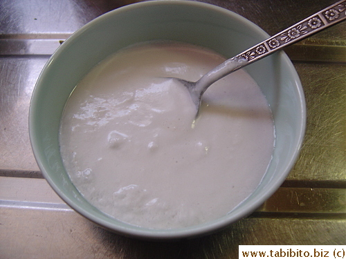 The thick coconut cream was added to the curry just before serving