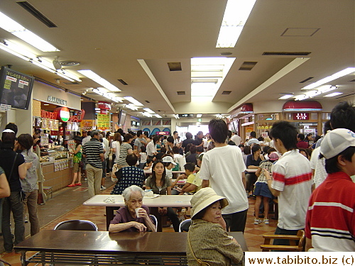 Our first restroom stop took us to a rest area in Dangozaka which was chock full of people, especially students (pictured is the food court area)