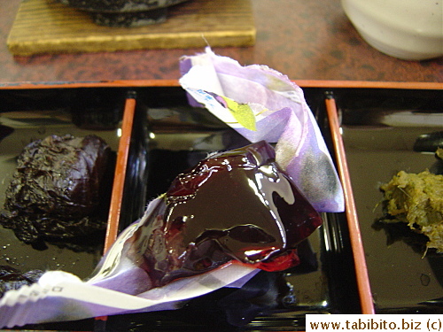 The packet held dessert which was blueberry jelly