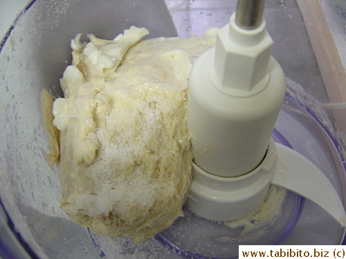 Add salt and butter/shortening, process 50 more seconds