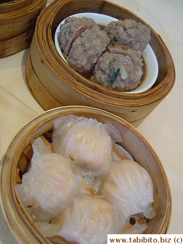 The steamed beef balls are flavored with cilantro and water chestnut