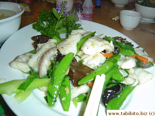Stirfried Grouper fillets and veggies