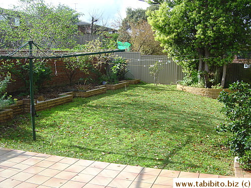 The lawn part of the backyard