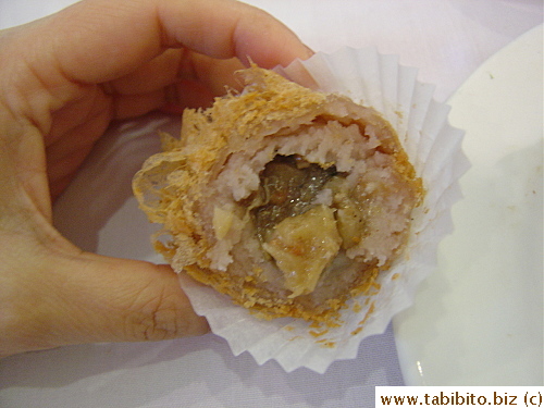 Meat and creamy taro inside