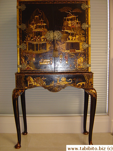 An antique escritoire that Rachel's mom had it shipped from overseas
