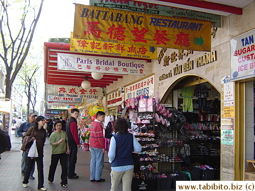 Asian shops dorminate the shopping street
