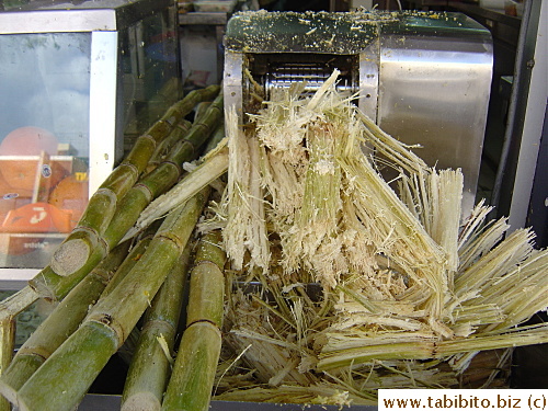 You can get freshly squeezed cane sugar juice from shops