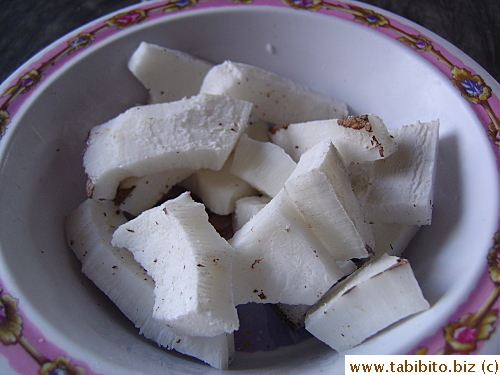 Peeled fresh coconut meat, yum