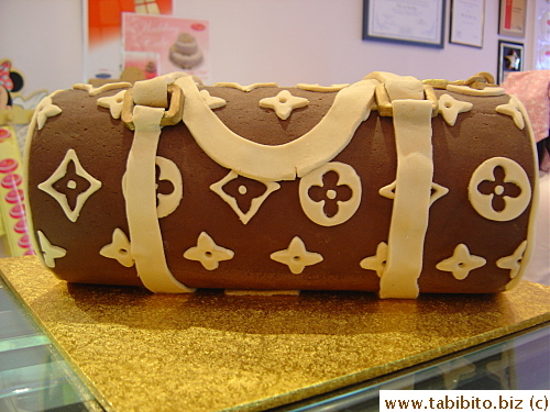 LV cake on the counter