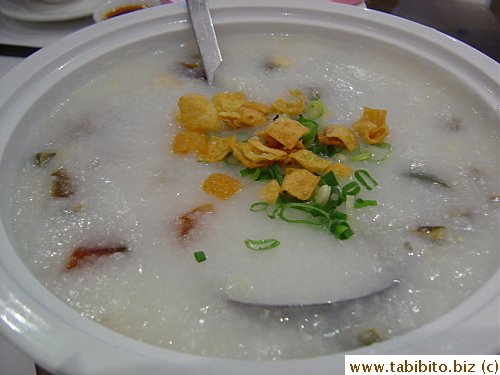 Loved this congee with pork and thousand-yr-old eggs