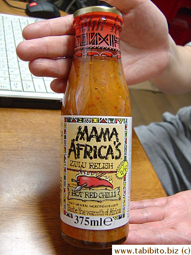 Bought this hot sauce because it looks interesting.  It's not really a “sauce”, more like a relish.  Oh, it says so on the label, duh!