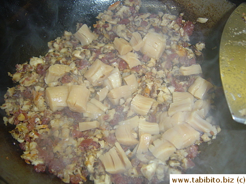 Then add the rehydrated scallops