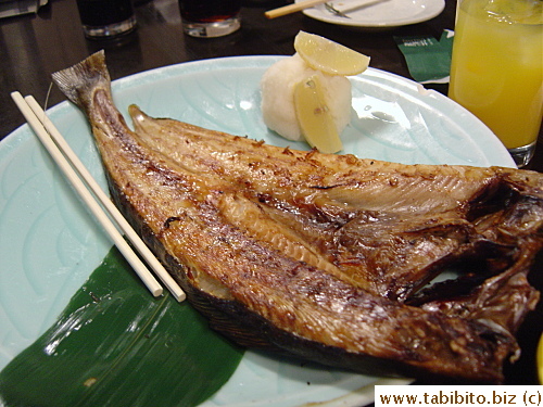 Grilled salted Hokke (Mackerel) 1800Yen/$16 