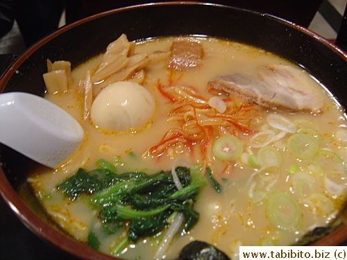 Peter's Special Spicey Pork Soup ramen 980Yen (don't remember what Rachel had)