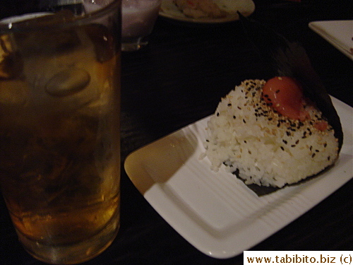 Sesame rice ball with mentaiko (fish egg) 280Yen/$2.5
