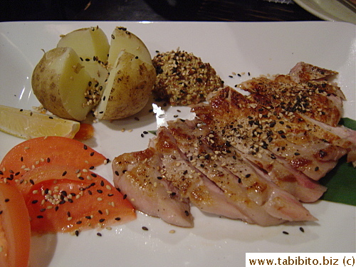 Grilled pork with sesame mustard sauce 820Yen/$7.2