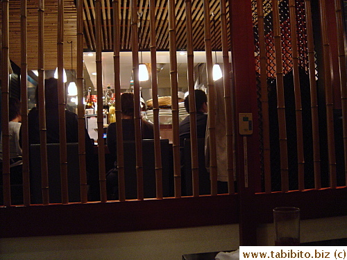 Our room's sliding door (the white bell in the middle is for calling servers)