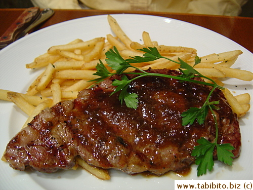 Ribeye steak (served with fries) 2300Yen/US$21.5