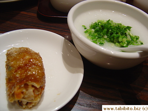 I only wanted chopped scallions (a stuffed tofu skin roll on the left)
