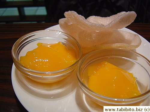 Dessert for my friend, mango pudding