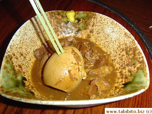Dote tamago (stewed egg in an Oden sauce), just $1.8