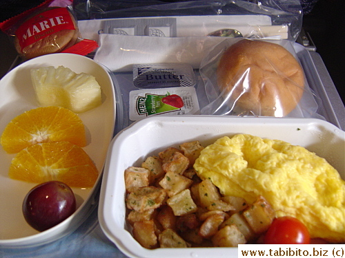 Breakfast: Omelet, Roast Potatoes, Fruit