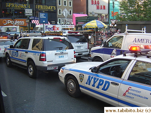 Now in NYC, drove past lots of police cars on the side of a road.  Maybe something happened?