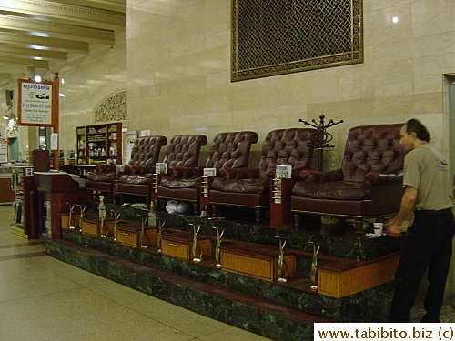 Shoe shine station in the food court area just like in the movies!