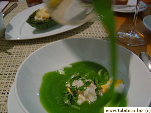 Server poured in the soup separately