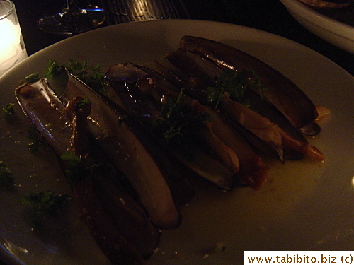 Razor Clams $10 ( see how dark the restaurant was?)