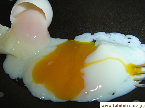 The yolks are just a tad undercooked, I think it's because I used very large eggs.  Next time I shall try smaller eggs