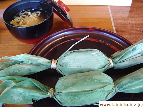 The carbo in my set: rice wrapped in sasa leaves