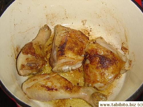 Browning the chicken