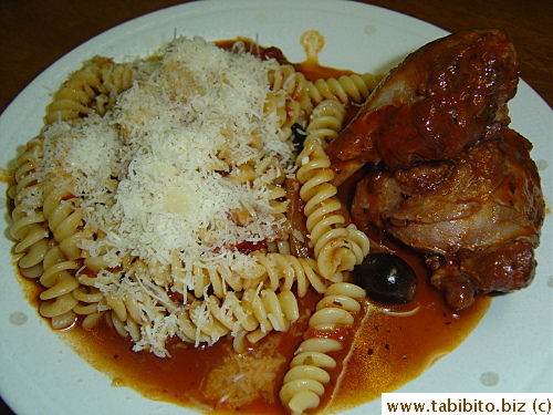 Final product.  I served it with fusilli and KL likes to eat it with grated Parmesan