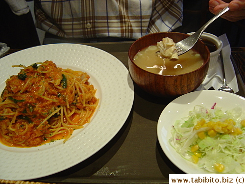 Scallop and Spinach Spaghetti Set 900Yen