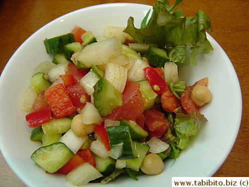My salad: VERY VERY tart. Every bite I took, I had to squint my eyes like I was eating a very sour lemon