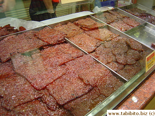 Classic square pork S$40/kg and beef S$48/kg jerky